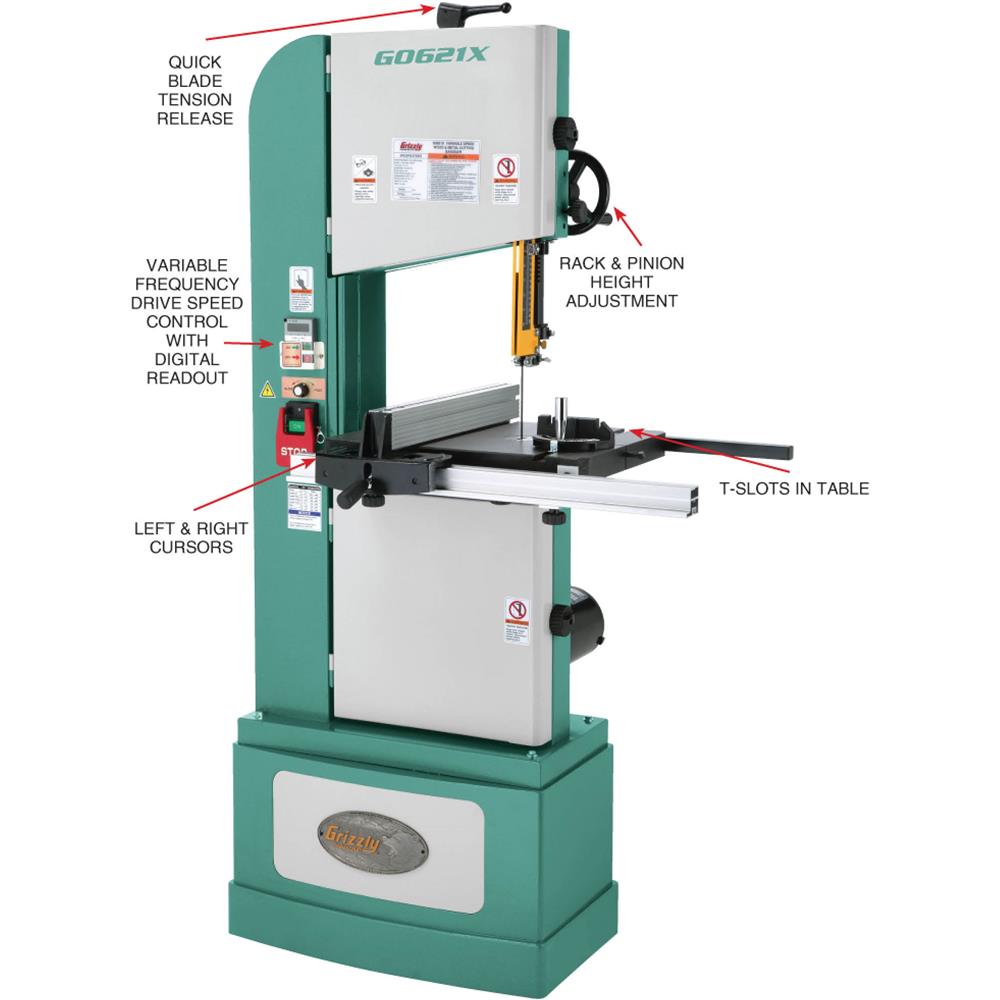 13-1/2" 1-1/4 HP Vertical Wood/Metal Bandsaw