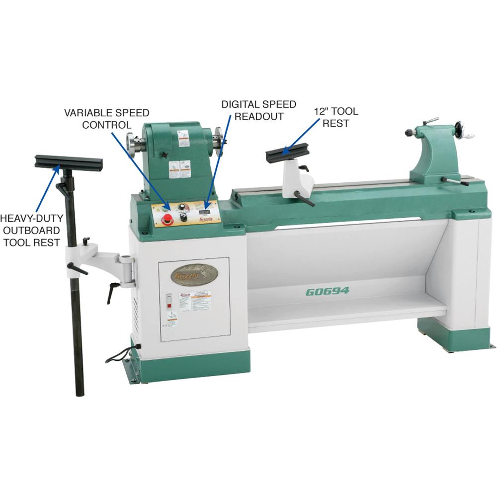 20" x 43" Heavy-Duty Variable-Speed Wood Lathe