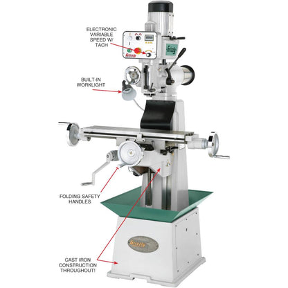 8" x 30" 1-1/2 HP Variable-Speed Knee Mill w/ Ram Head