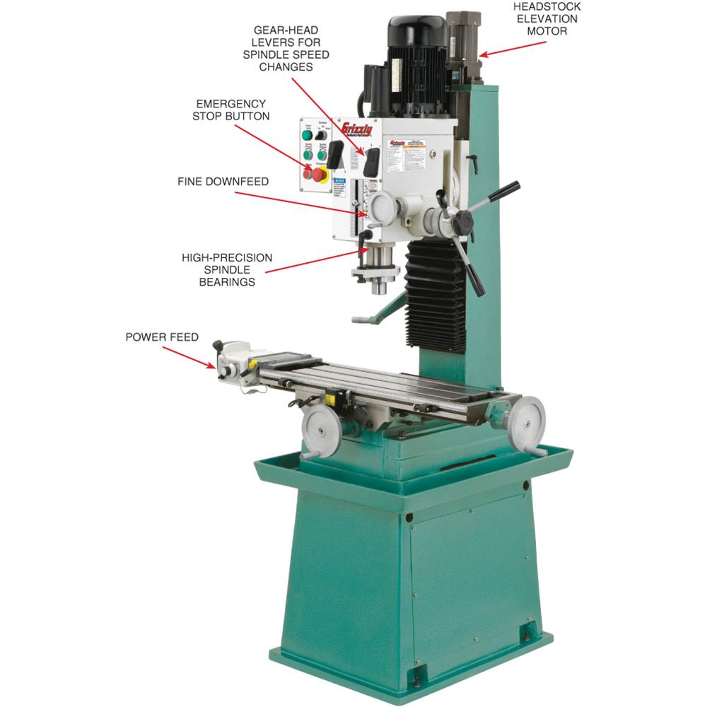10" x 32" 2 HP HD Mill/Drill w/ Stand & Power Feed