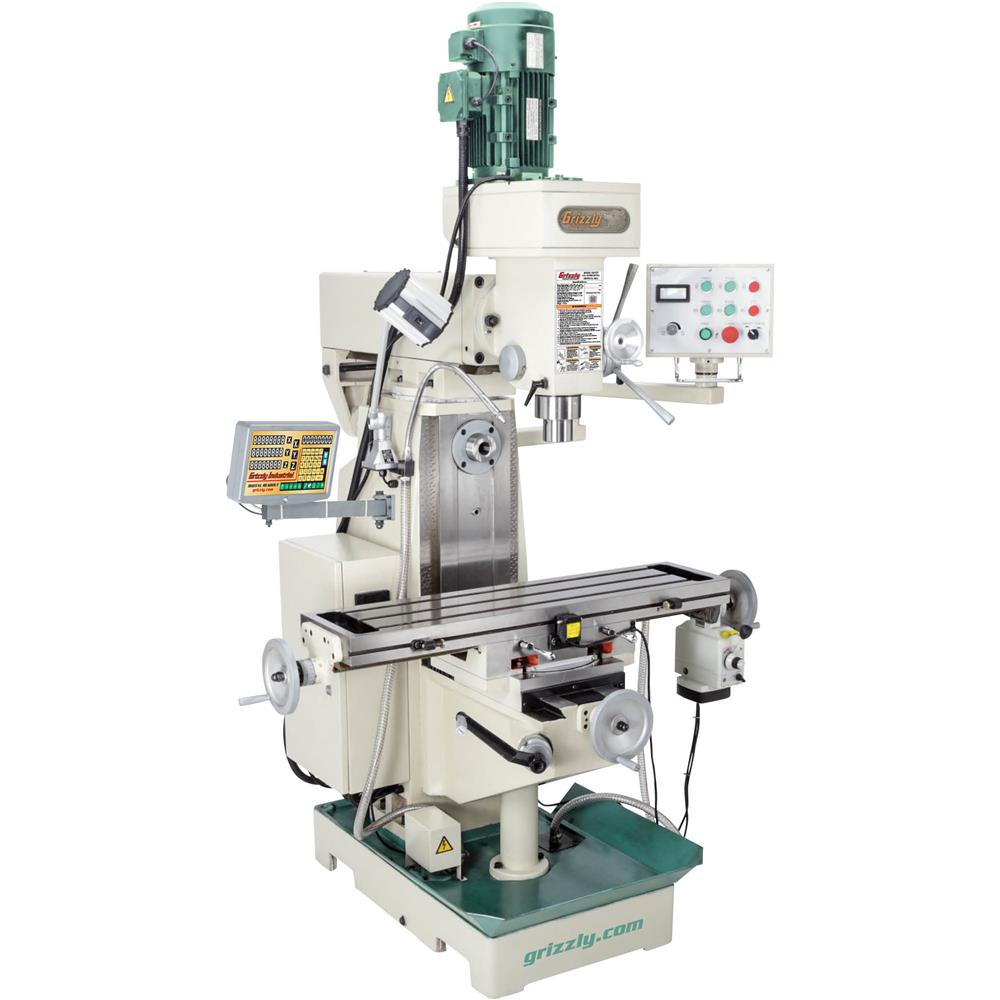 9" x 39" 3 HP Variable-Speed Horizontal/Vertical Mill with DRO