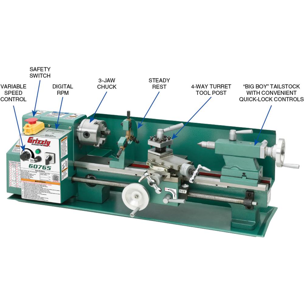 7" x 14" Variable-Speed Benchtop Metal Lathe
