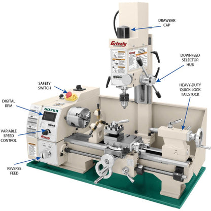 8" x 16" Variable-Speed Combination Lathe/Mill