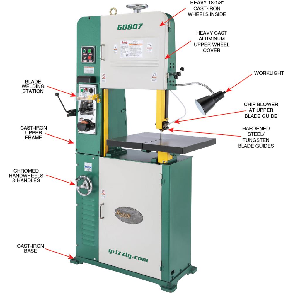 18" 2 HP Variable-Speed Vertical Metal-Cutting Bandsaw