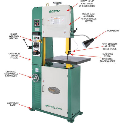 18" 2 HP Variable-Speed Vertical Metal-Cutting Bandsaw
