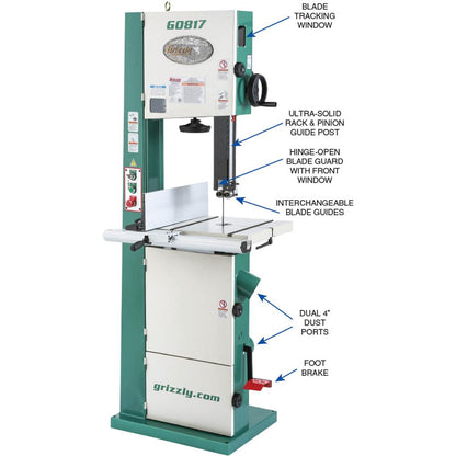 14" Super HD 2 HP Resaw Bandsaw w/ Foot Brake