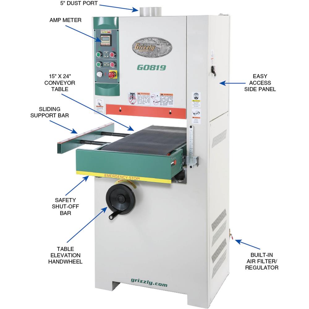 15" 5 HP Open-End Wide-Belt Sander