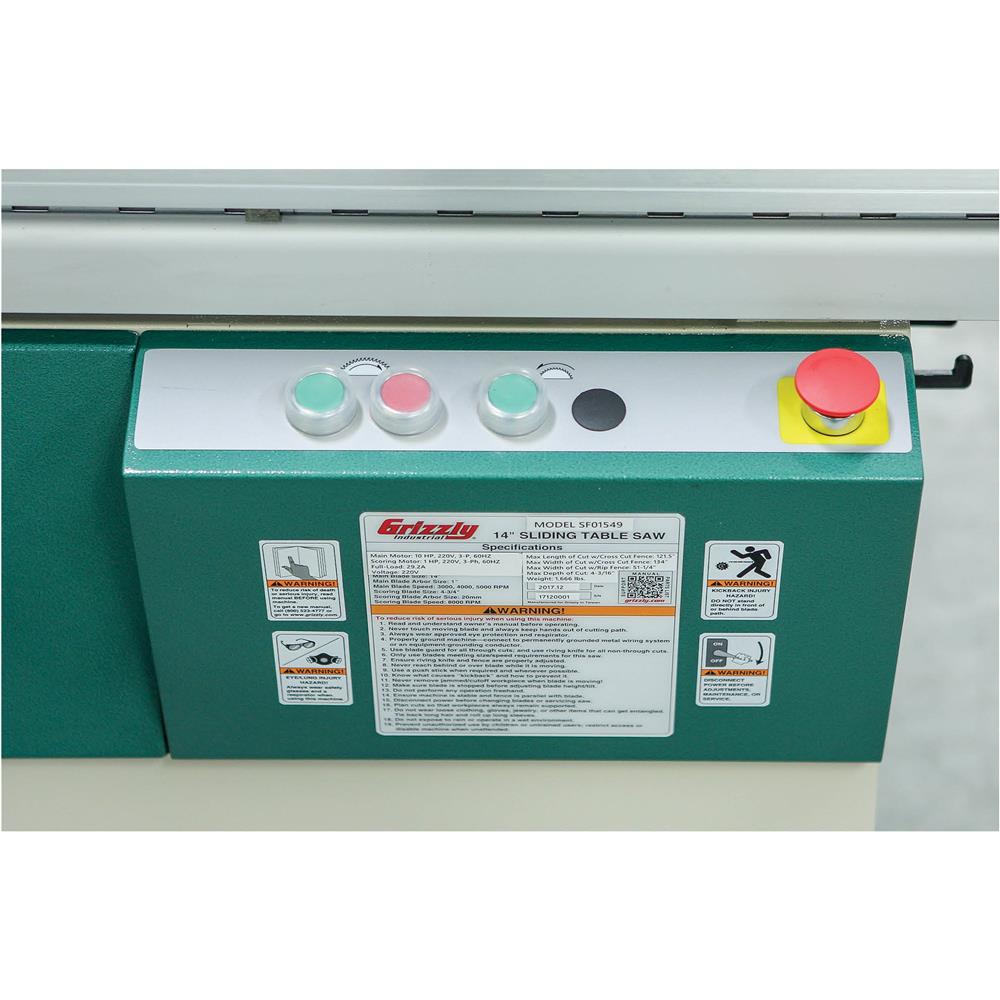 14" 10 HP 3-Phase Sliding Table Saw with DRO and CNC Fence