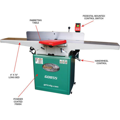 8" x 72" Jointer w/ Built-in Mobile Base
