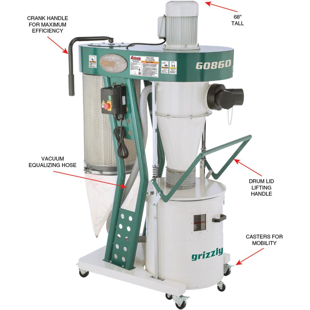 1-1/2 HP Portable Cyclone Dust Collector