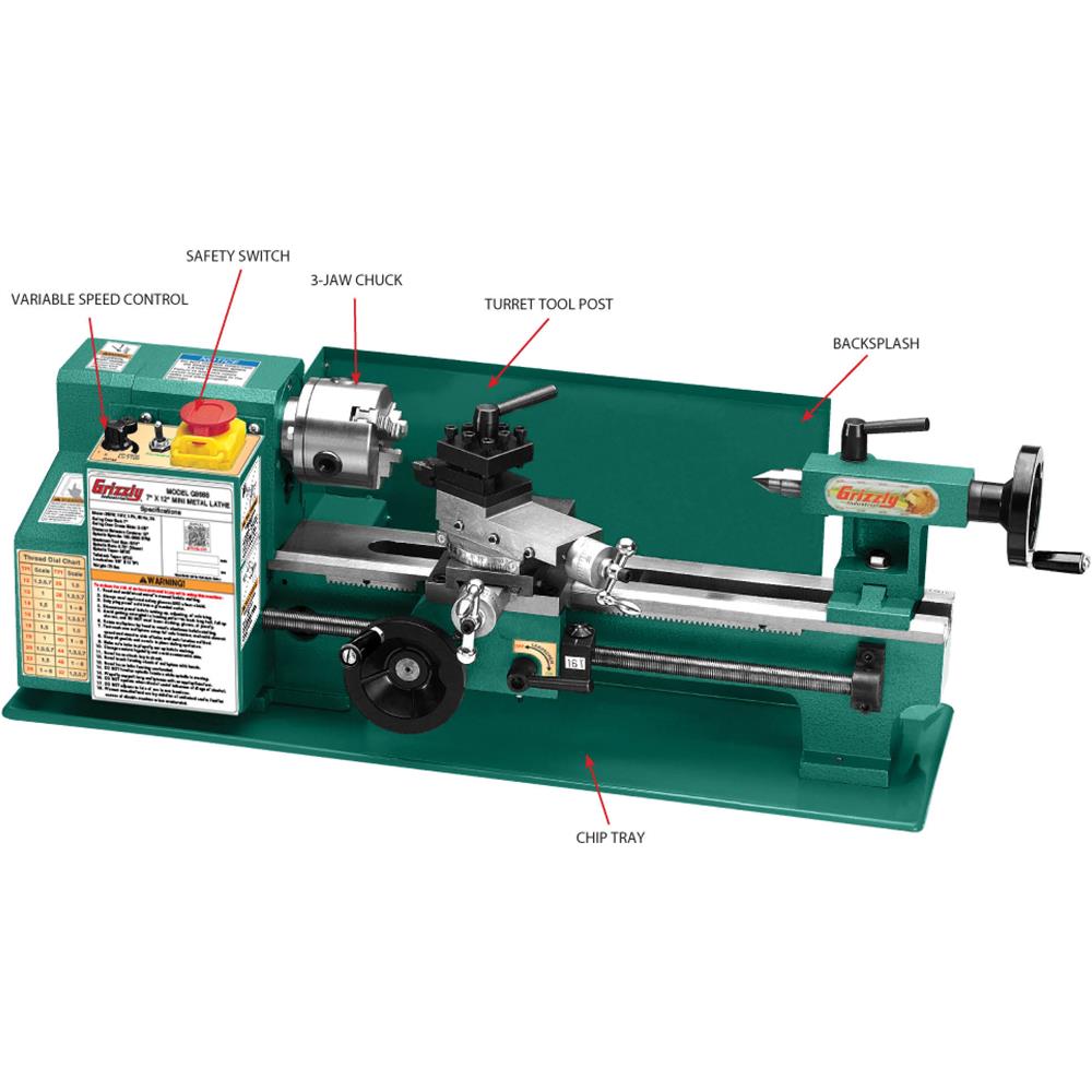 7" x 12" Mini Metal Lathe