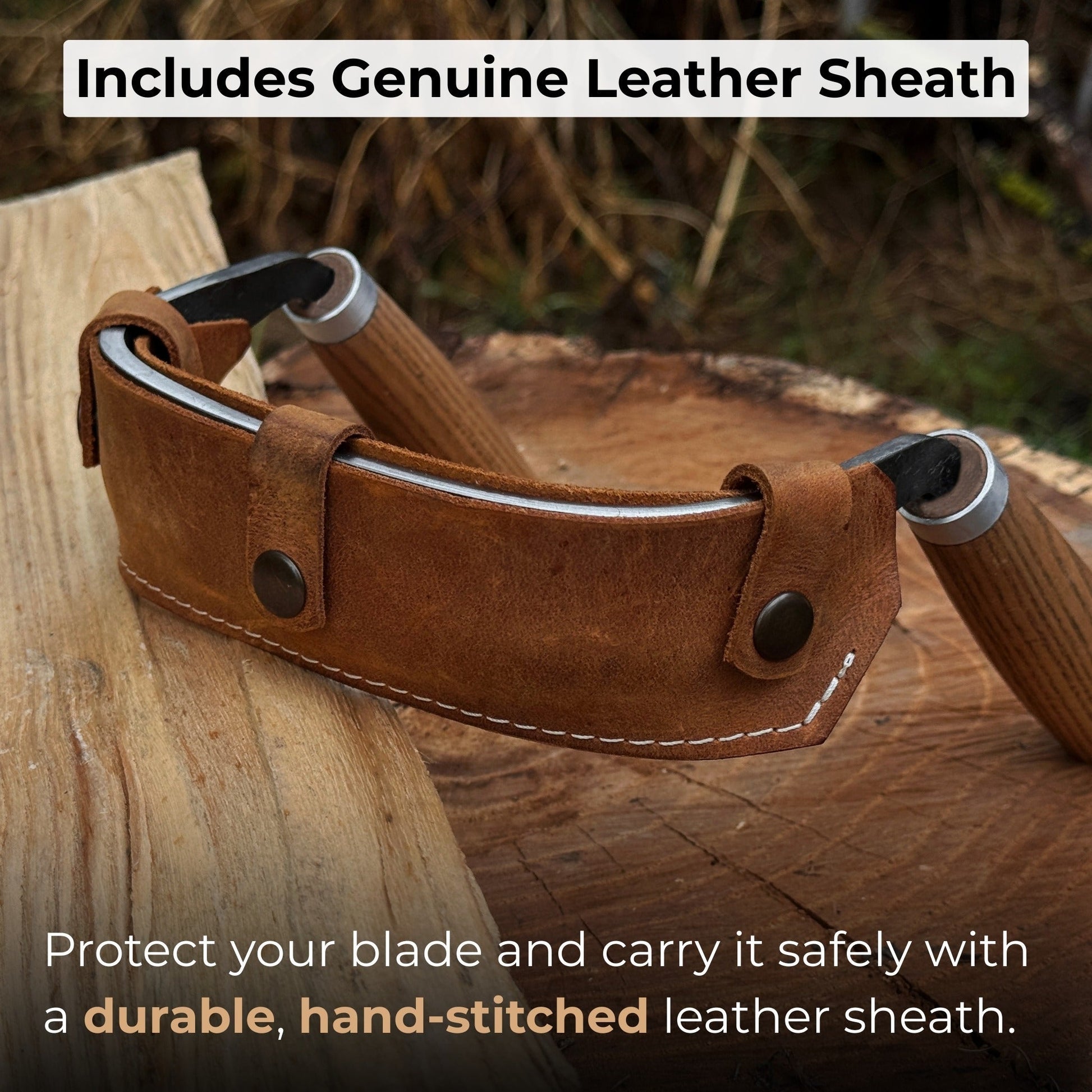 Half-Rounded Drawknife (Inshave) with Leather Sheath, 15 cm (5.9 inches) - Norfolk Wood Shop