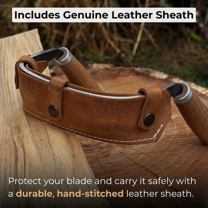 Half-Rounded Drawknife (Inshave) with Leather Sheath, 15 cm (5.9 inches) - Norfolk Wood Shop