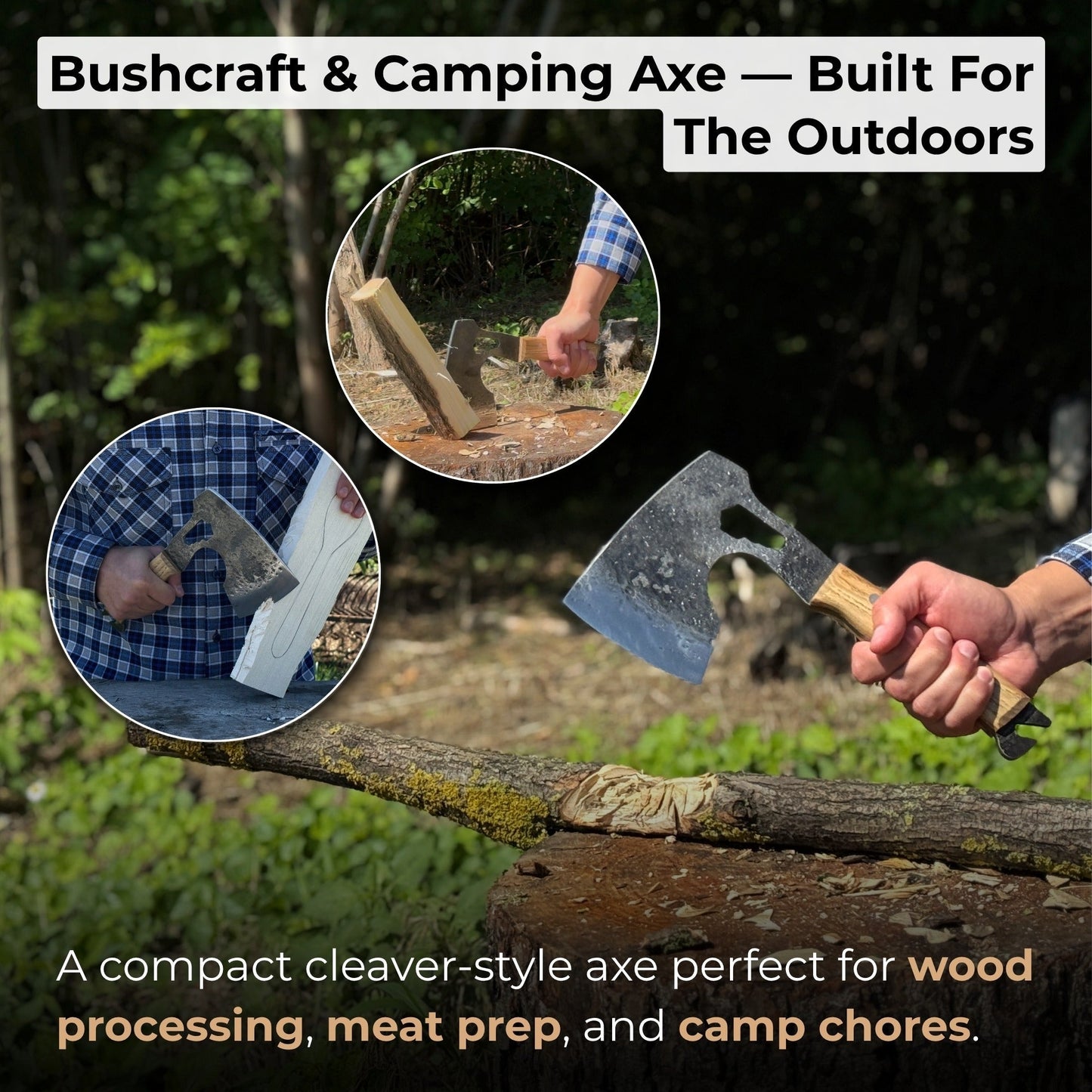 Hand-Forged Camping (Chopping) Axe, 0.6 kg (1.32 Ibs) - Norfolk Wood Shop