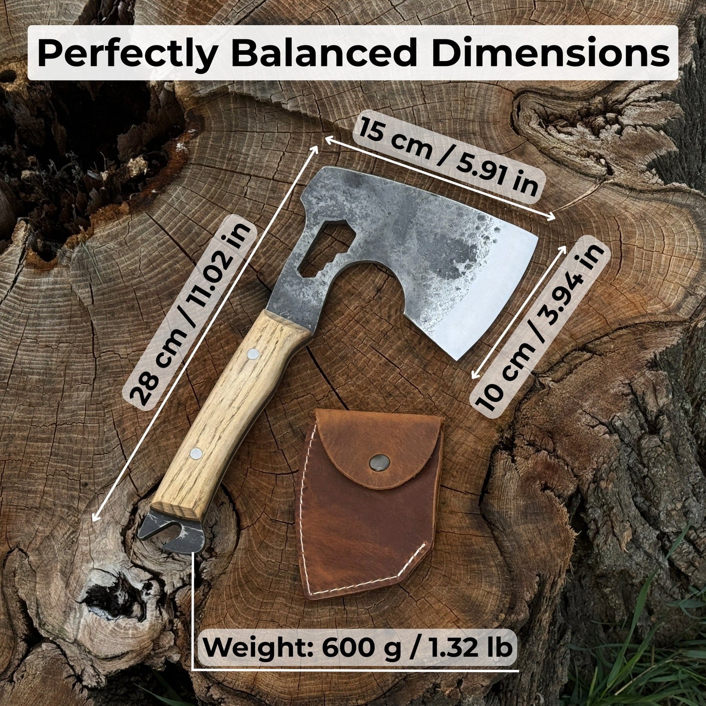 Hand-Forged Camping (Chopping) Axe, 0.6 kg (1.32 Ibs) - Norfolk Wood Shop