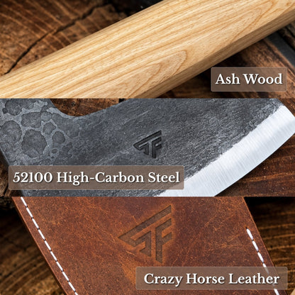 Hand-Forged Carpenter's Axe with Leather Sheath, 0.84 kg (1.85 lb)