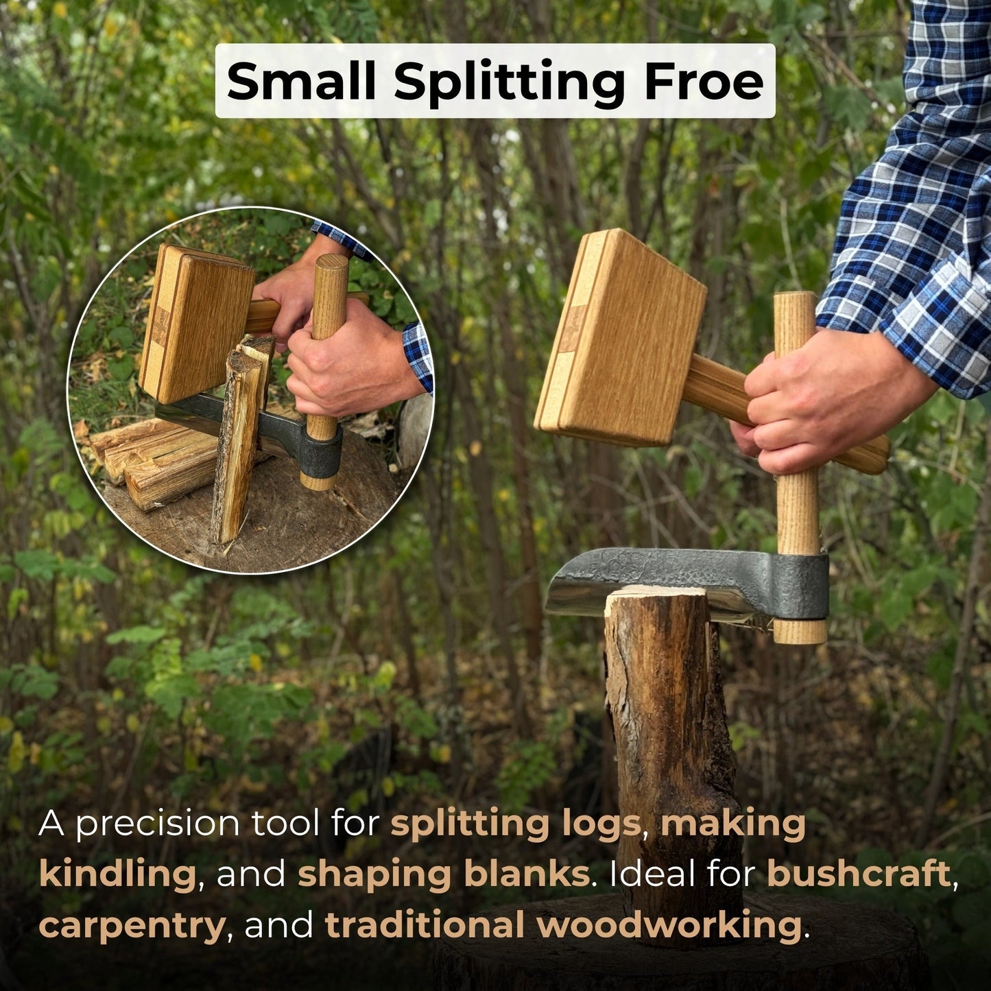 Hand-Forged Splitting Froe, Blade - 15.5 cm (6.1 inches) - Norfolk Wood Shop