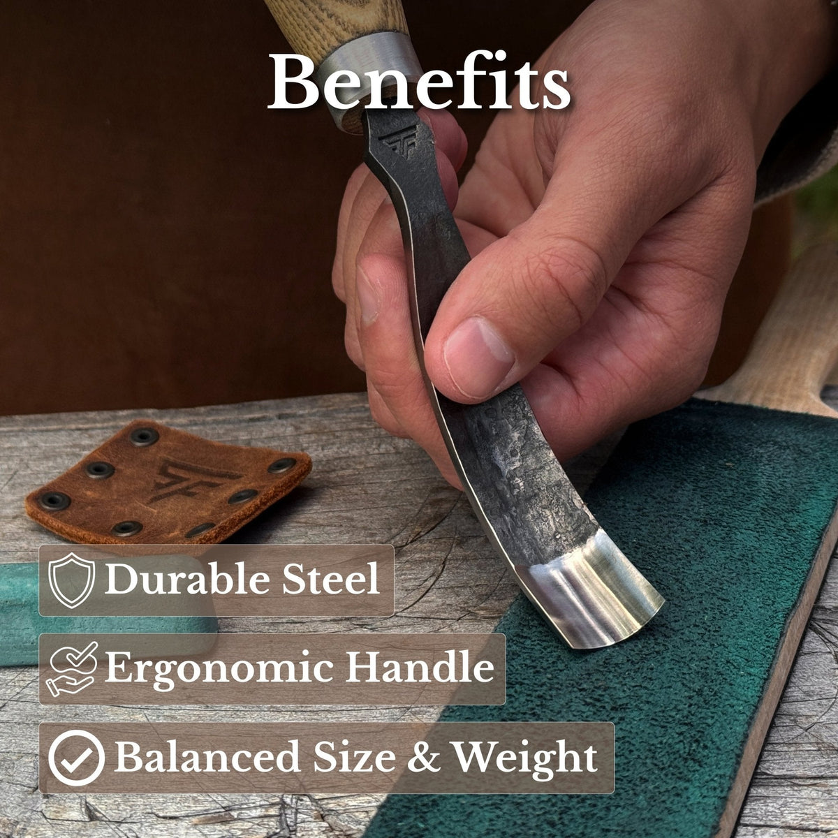 Long Bent (Curved) Gouge, 10-45 mm / 0.4-1.8 in