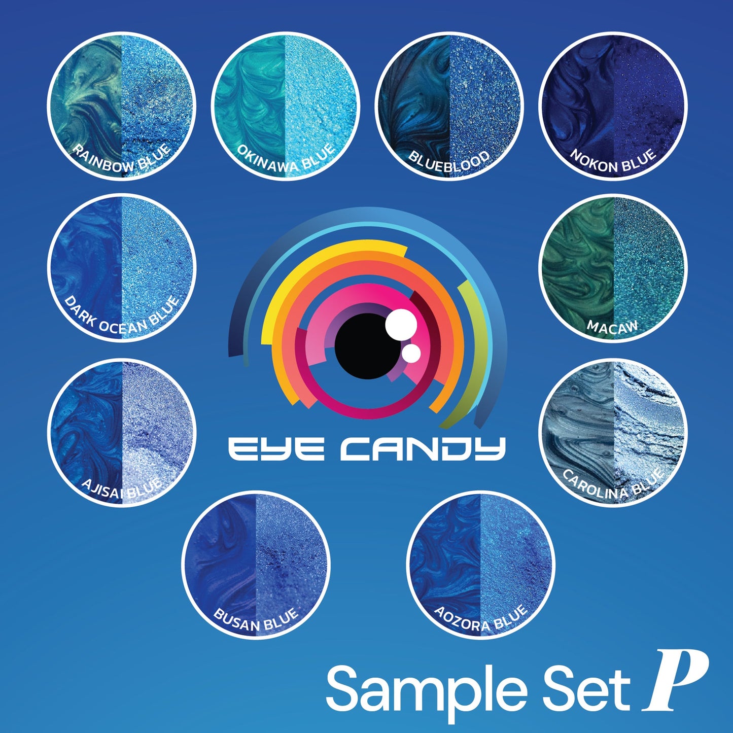 10 Color Pigment Powder Variety Pack Set P - Blues