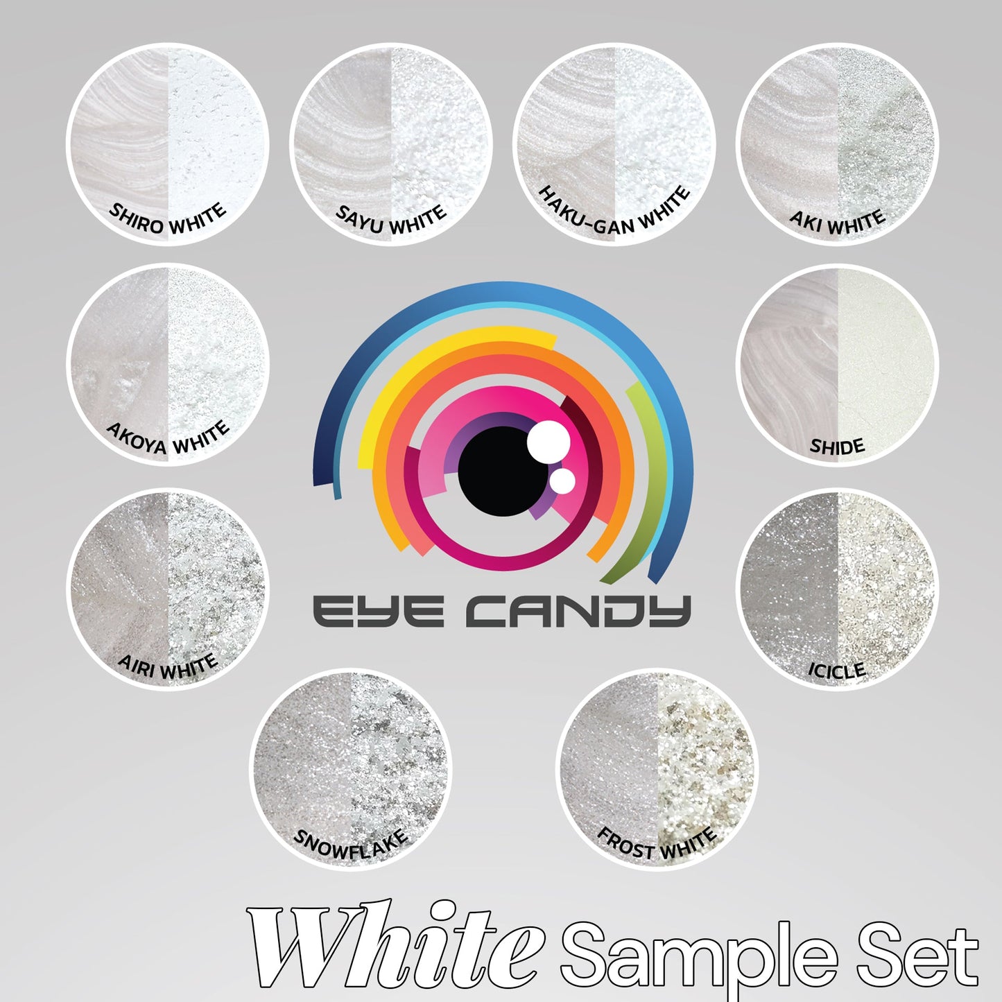 10 Color Pigment Powder Variety Pack Set - Whites