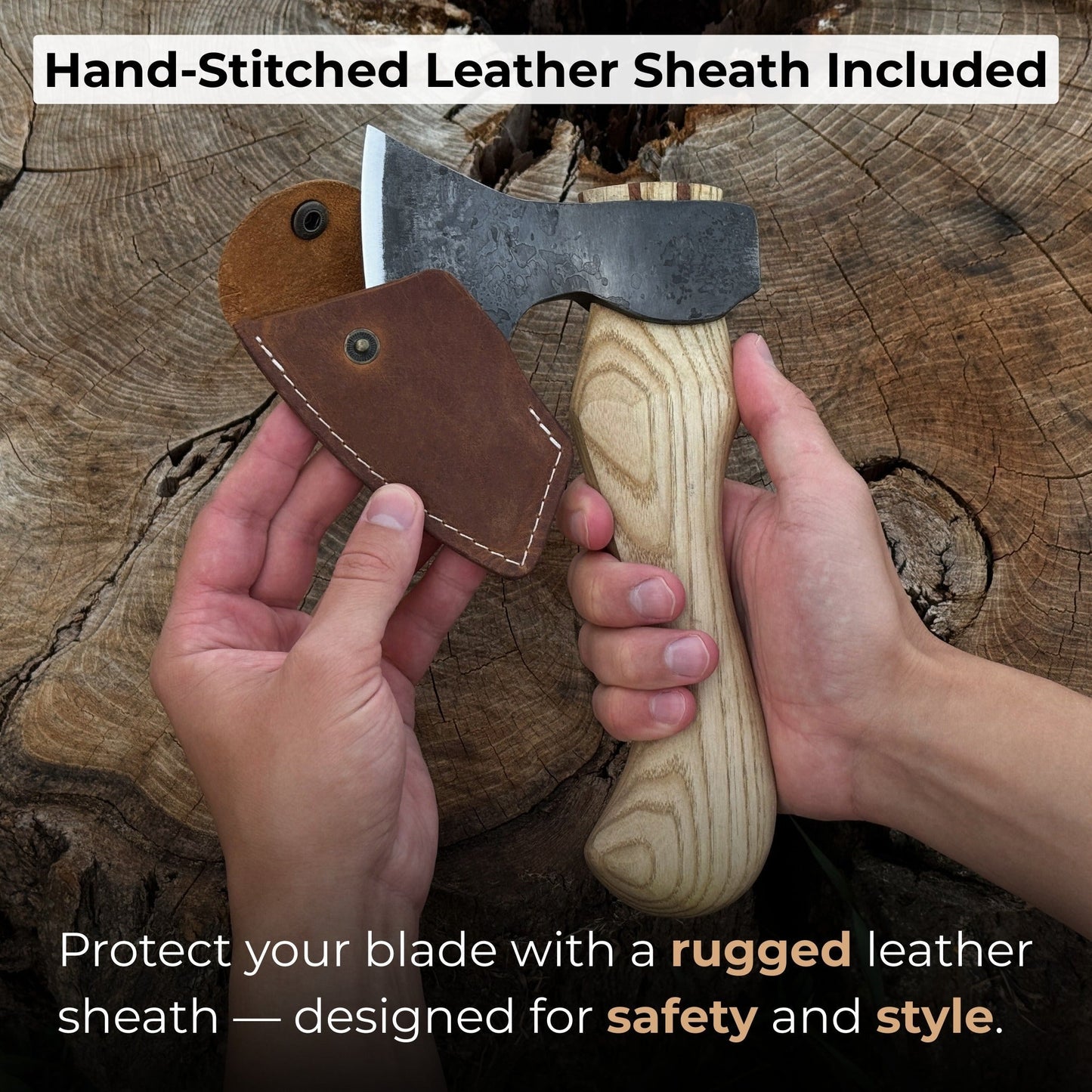 Small Carving Axe with Leather Sheath, 0.47 kg (1 lb) - Norfolk Wood Shop