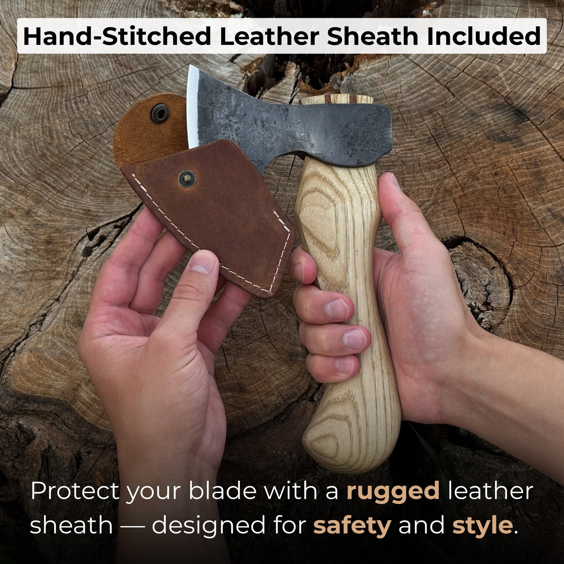 Small Carving Axe with Leather Sheath, 0.47 kg (1 lb) - Norfolk Wood Shop