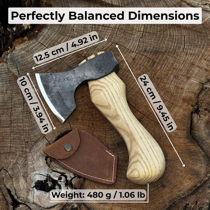 Small Carving Axe with Leather Sheath, 0.47 kg (1 lb) - Norfolk Wood Shop