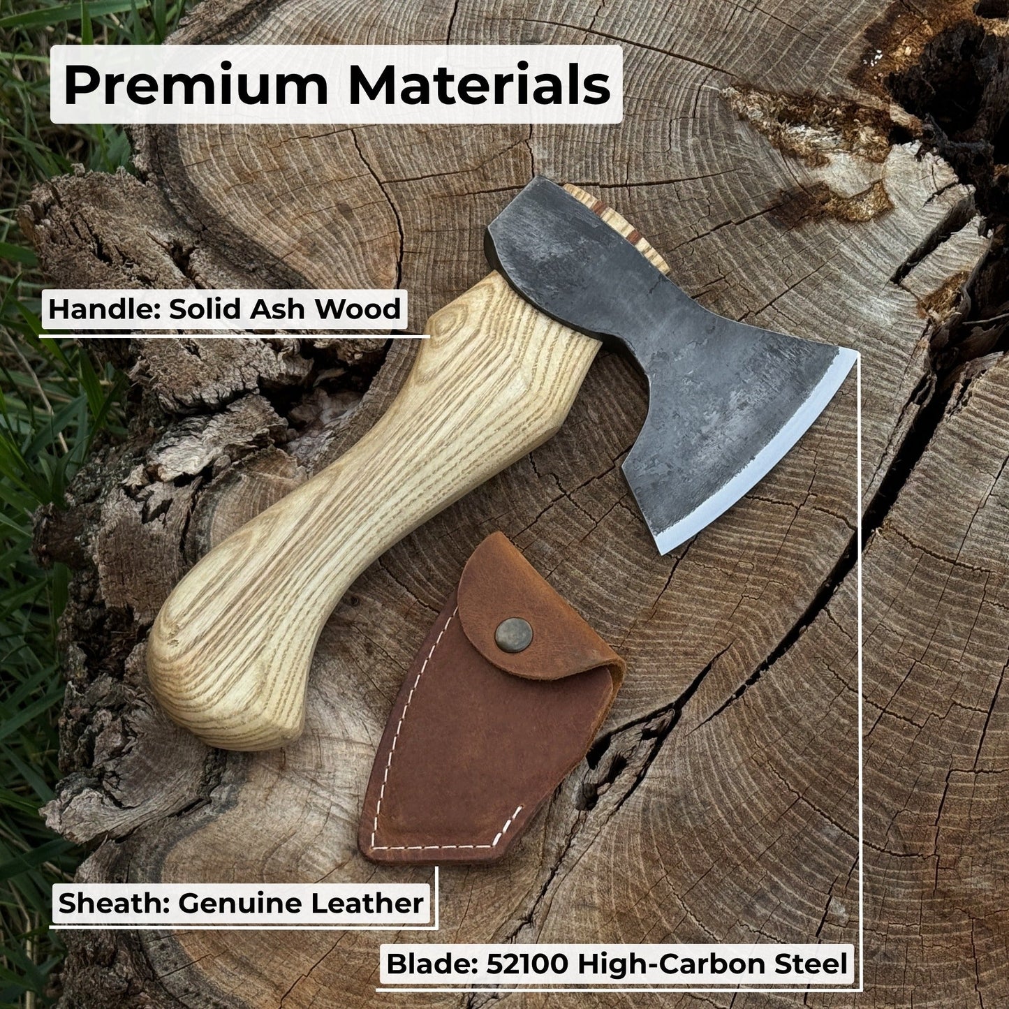 Small Carving Axe with Leather Sheath, 0.47 kg (1 lb) - Norfolk Wood Shop