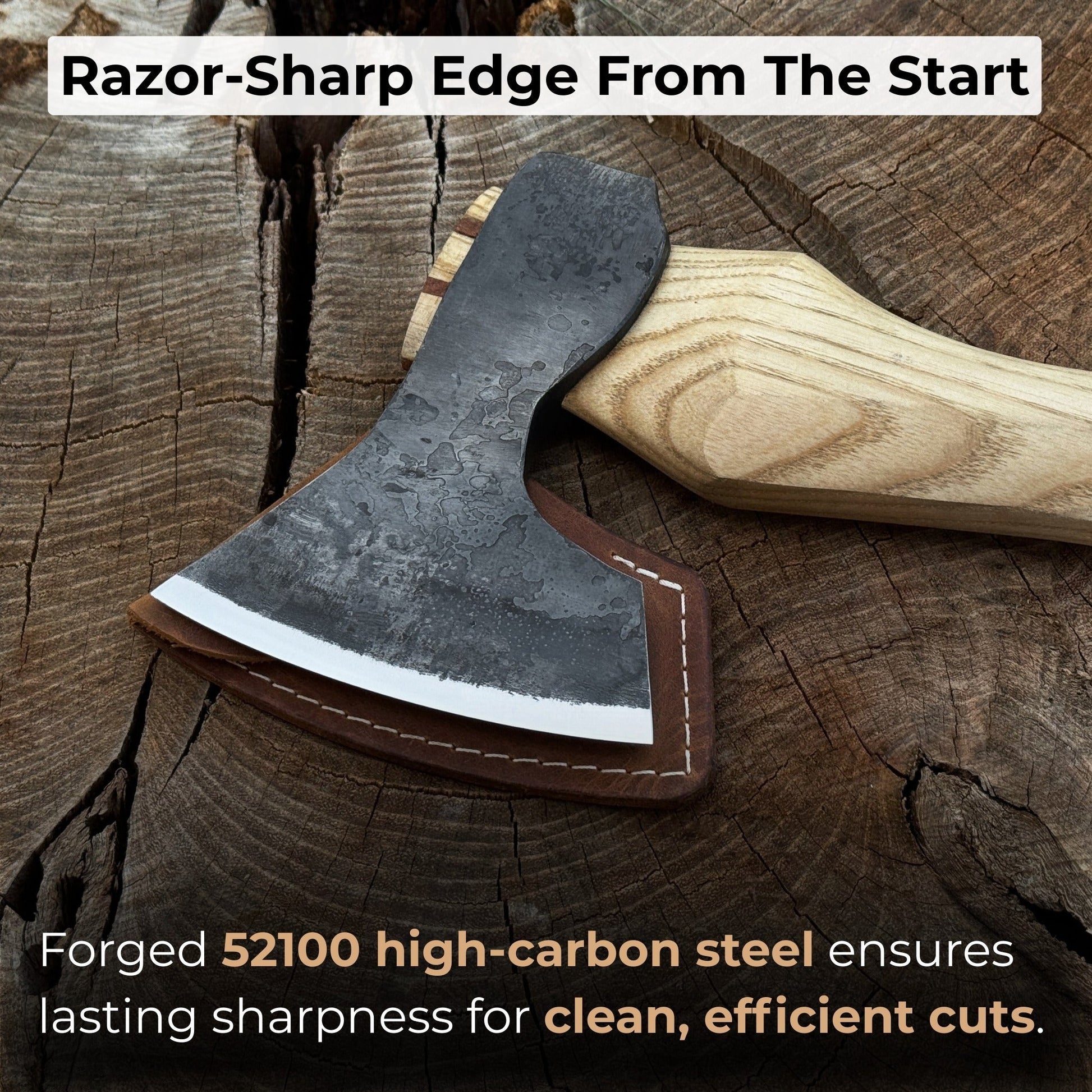 Small Carving Axe with Leather Sheath, 0.47 kg (1 lb) - Norfolk Wood Shop