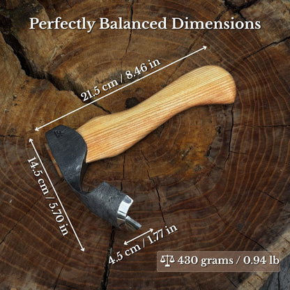 Small Kuksa Adze with Deep Curved (Round) Blade, 4.5 cm / 1.8 in