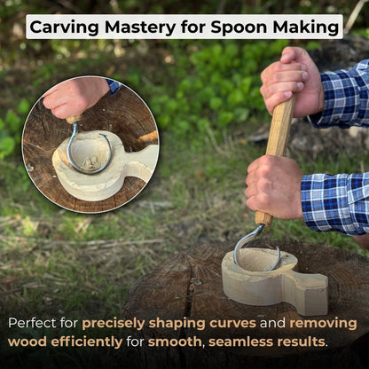 Small Spoon Carving Hook Knife with Octagonal Handle, 6 cm (2.36 inches)