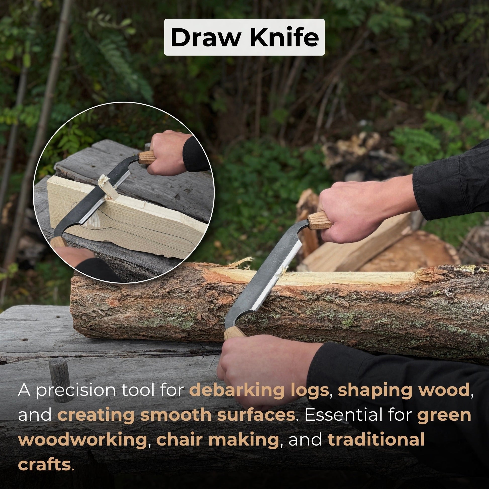 Small Straight Drawknife, 14.5 cm (5.7 inches) Cutting Edge - Norfolk Wood Shop