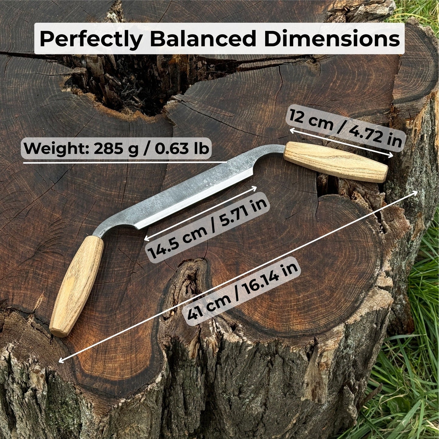 Small Straight Drawknife, 14.5 cm (5.7 inches) Cutting Edge - Norfolk Wood Shop