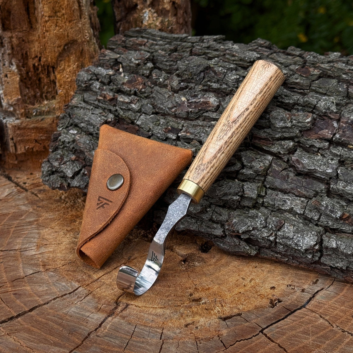 Spoon Carving Hook Knife, ⌀3 cm / 1.2 in with Leather Case