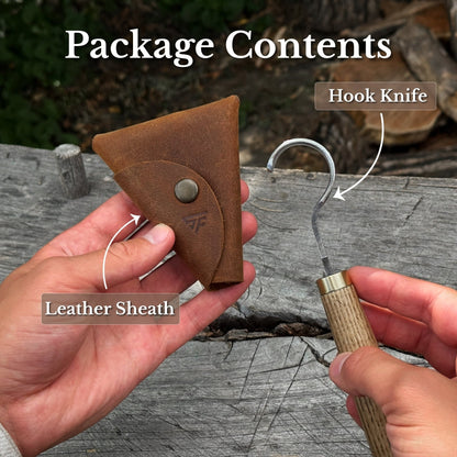 Spoon Carving Hook Knife, ⌀3 cm / 1.2 in with Leather Case