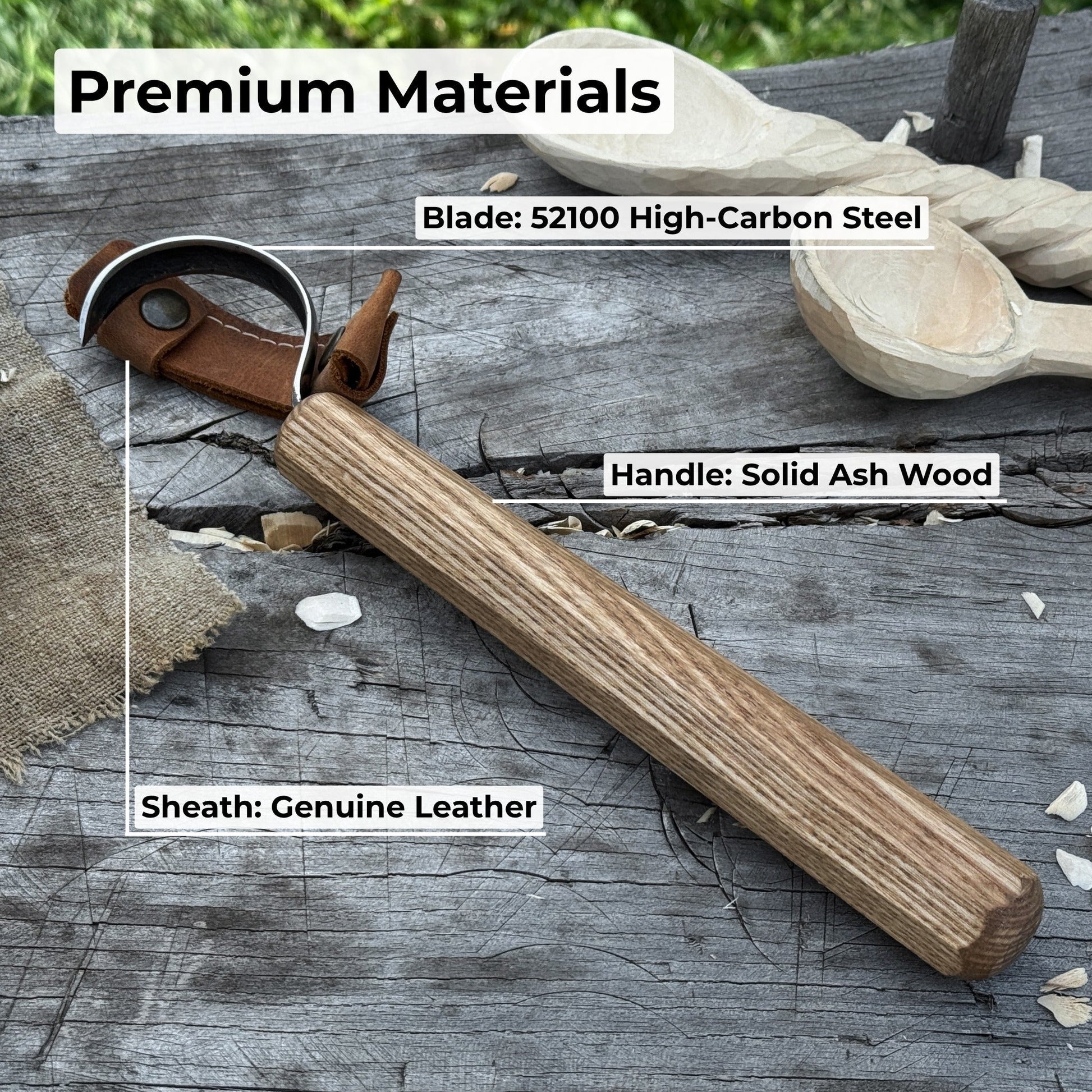 Spoon Carving Hook Knife – Large Radius Curve 5.5 cm (2.17 inches) - Norfolk Wood Shop