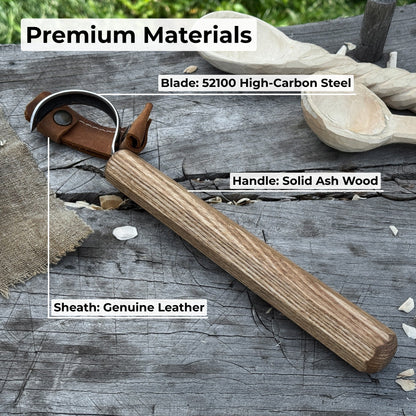 Spoon Carving Hook Knife – Large Radius Curve 5.5 cm (2.17 inches) - Norfolk Wood Shop