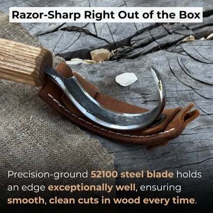 Spoon Carving Hook Knife – Large Radius Curve 5.5 cm (2.17 inches) - Norfolk Wood Shop