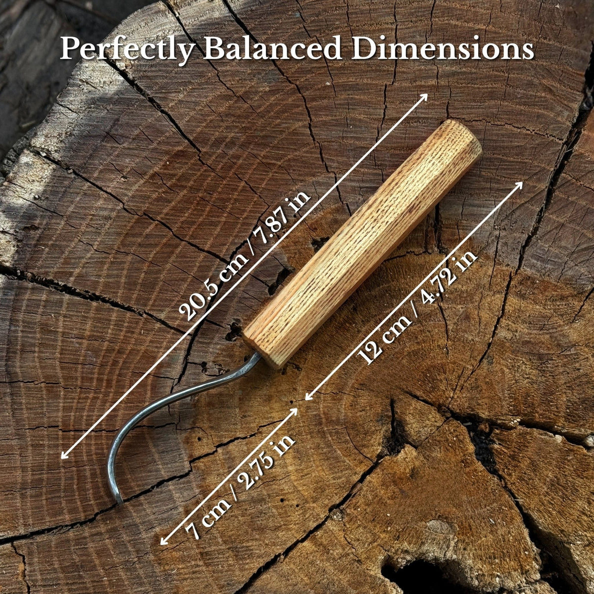 Spoon Carving Hook Knife – Long Curved Blade 7 cm / 2.7 in