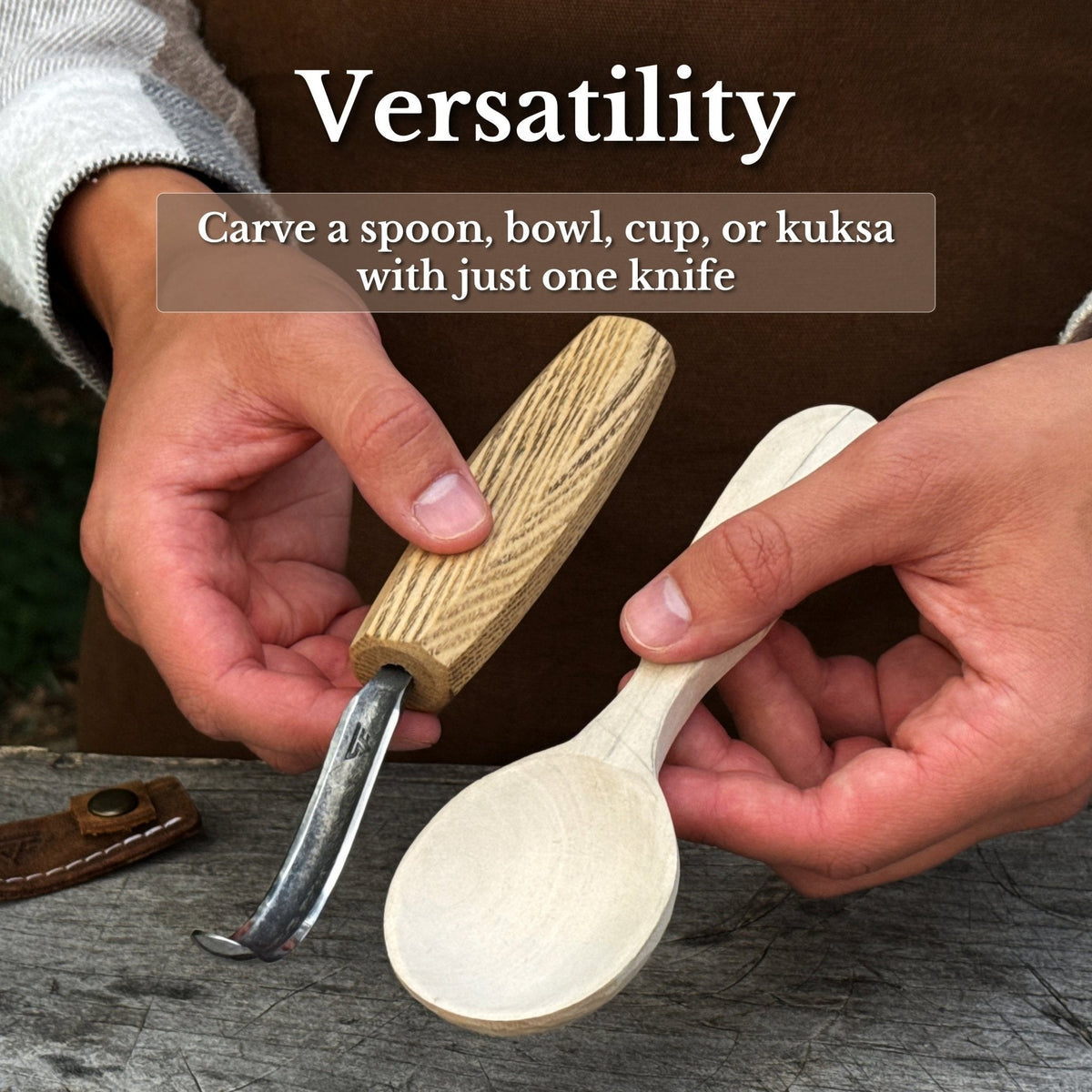 Spoon Carving Hook Knife – Long Curved Blade 7 cm / 2.7 in