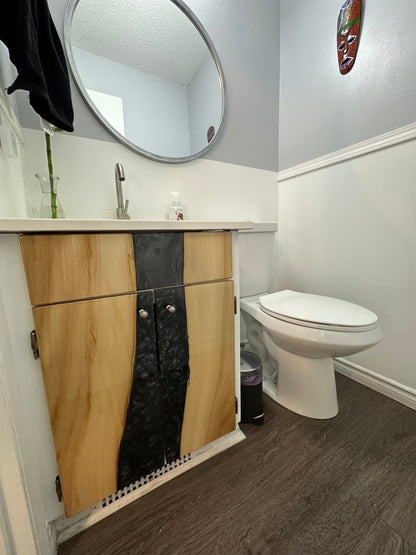 Bathroom vanity with epoxy resin drawers