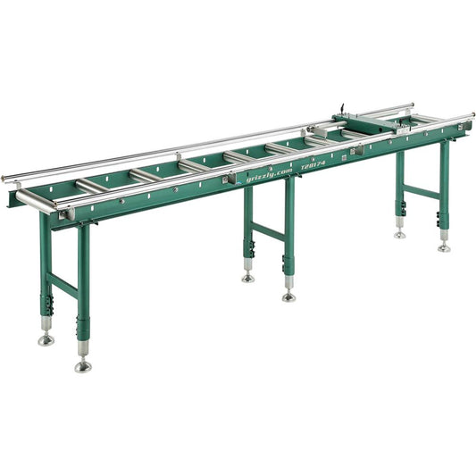14" x 118" Heavy-Duty Roller Table with Work Stop