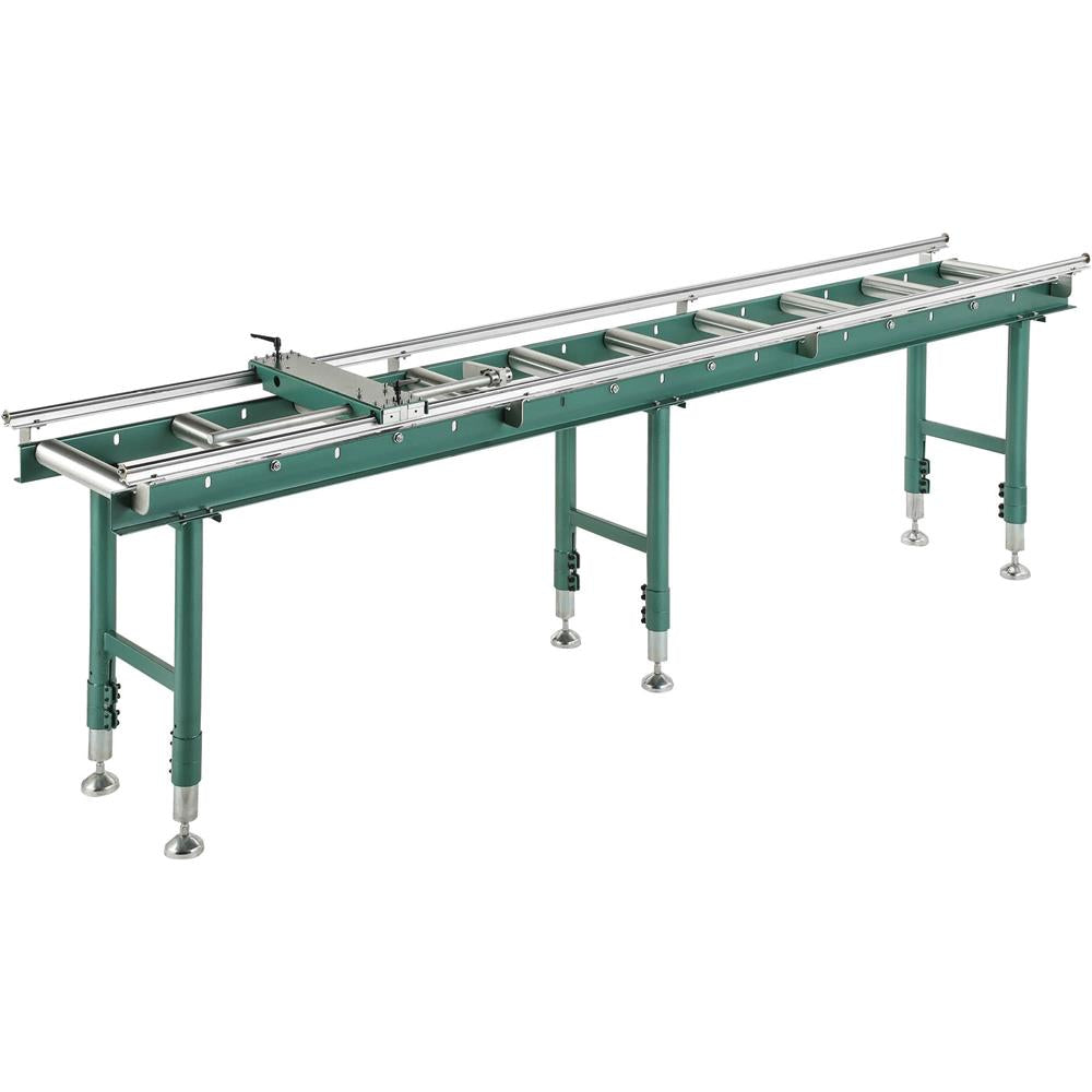 14" x 118" Heavy-Duty Roller Table with Work Stop