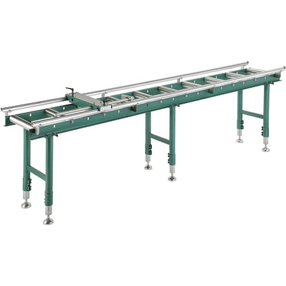 14" x 118" Heavy-Duty Roller Table with Work Stop