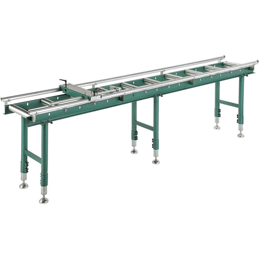 14" x 118" Heavy-Duty Roller Table with Work Stop