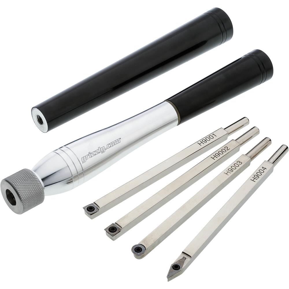 6 Pc. Collet Woodturning Chisel Set With Carbide Inserts and Aluminum Handles