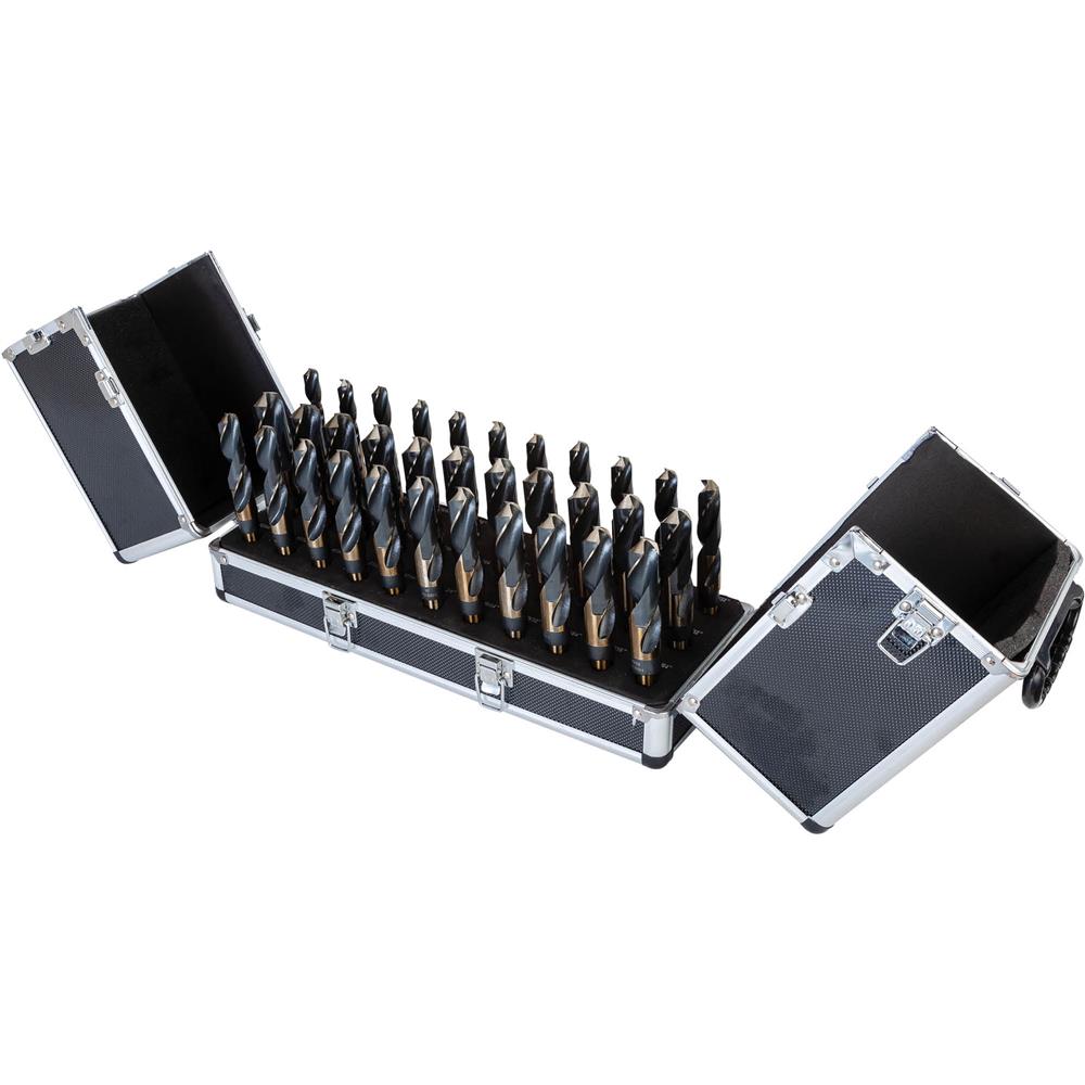 33-Pc. M35 Cobalt Silver & Deming Drill Bit Set W/ Aluminum Case
