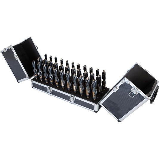 33-Pc. M35 Cobalt Silver & Deming Drill Bit Set W/ Aluminum Case