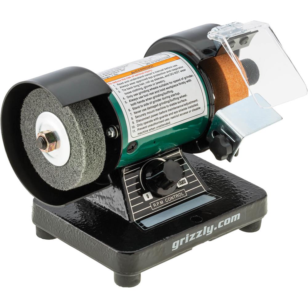 3" Variable-Speed Mini Benchtop Grinder/Buffer with Rotary Shaft