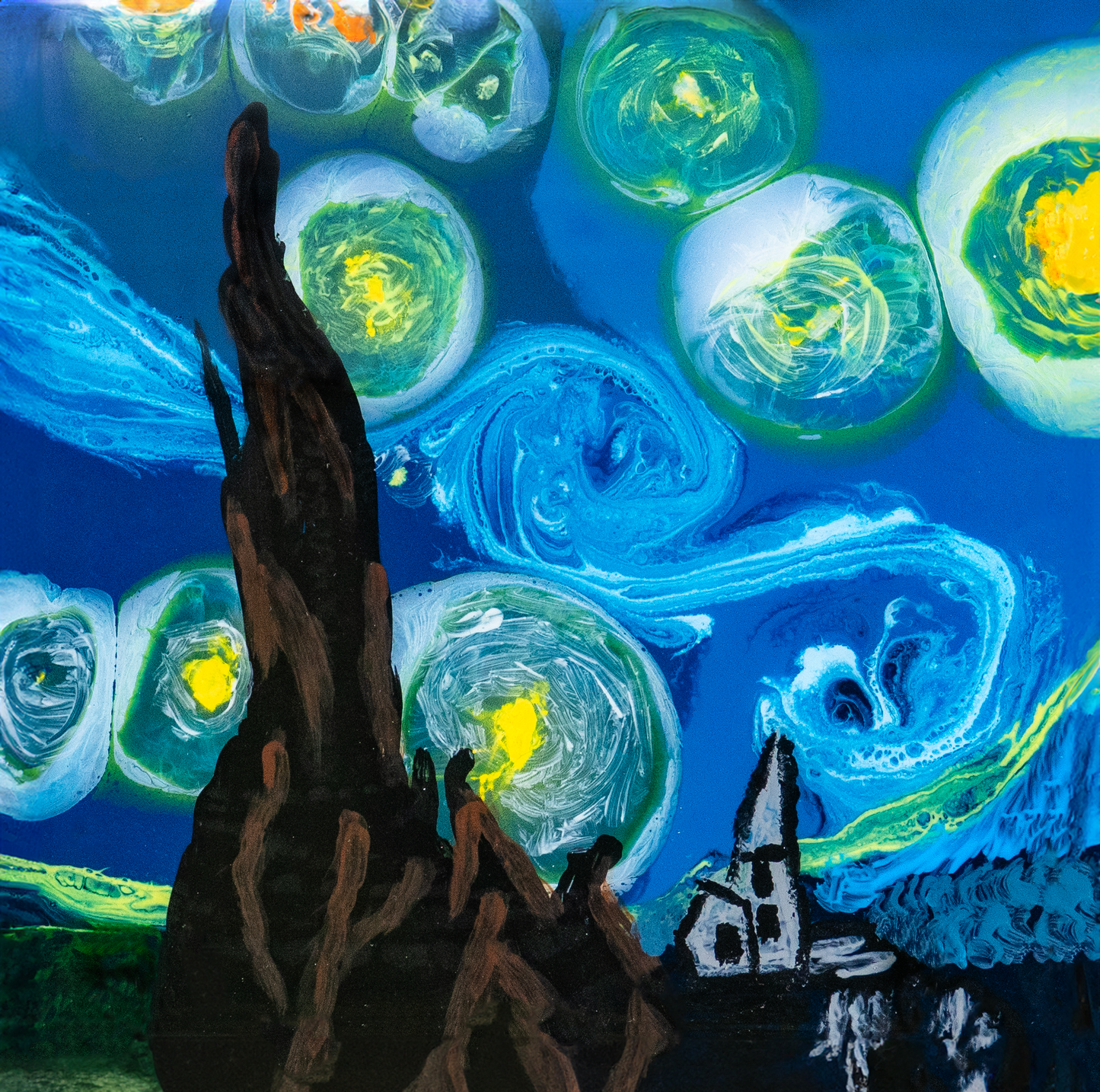 van gogh epoxy pigment art